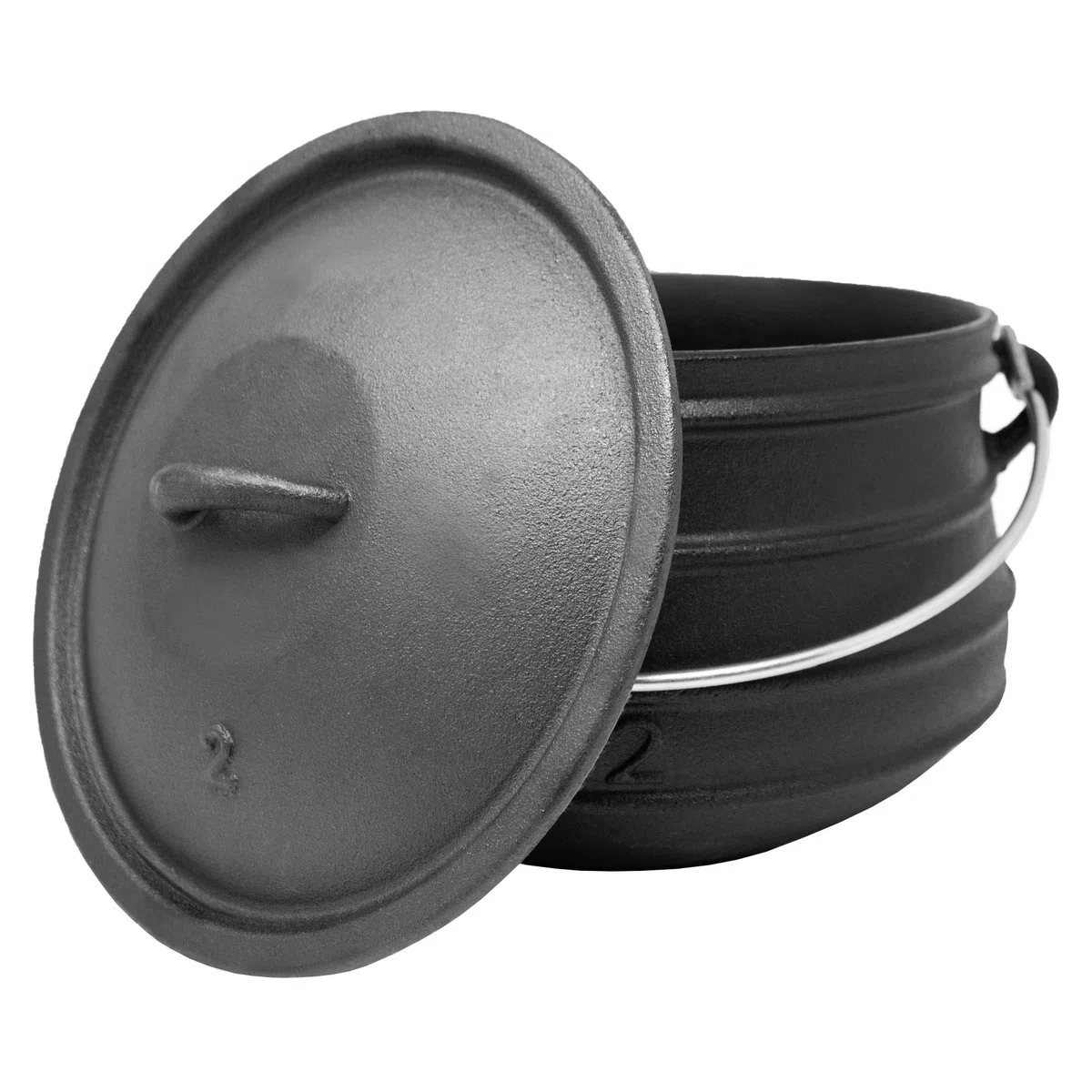 Platpotjie "Beefalo" #2 de hierro fundido, Cazuela tradicional sudafricana de hierro fundido, una variación del horno holandés con tapa y patas, Capacidad: 6 litros