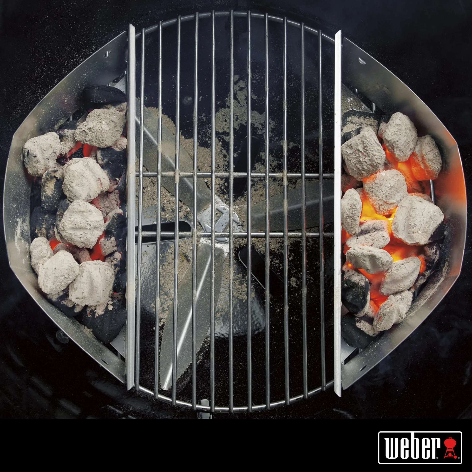 Weber Cestas para carbón, juego de 2, de acero galvanizado robusto, ideales para asar directa e indirectamente con carbón o briquetas, para todas las barbacoas de carbón de 47 cm - Plata (7403)