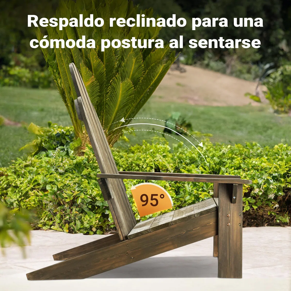 WilTec Silla de jardín Adirondack de Madera Maciza 89 x 72 x 92,5 cm - para Exterior, jardín - hasta 160 kg - ergonómica - de Pino - Muebles ajardinados macizos atemporales