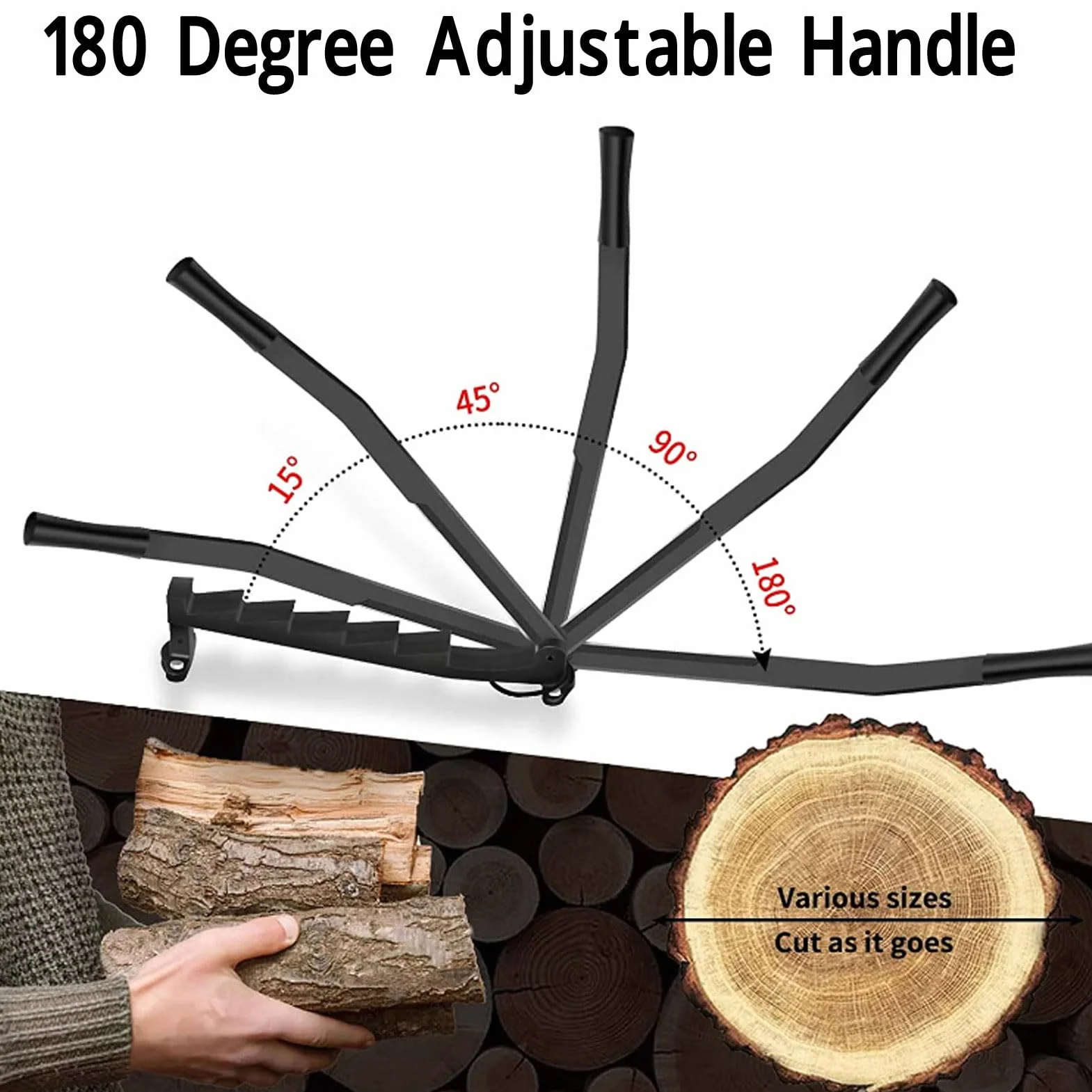 Elprico Divisor de Leña Montado en la Pared, Divisor de Troncos Manual Portátil de Acero con Alto Contenido de Carbono Divisor de Troncos de Madera Manual para el Hogar (Black)