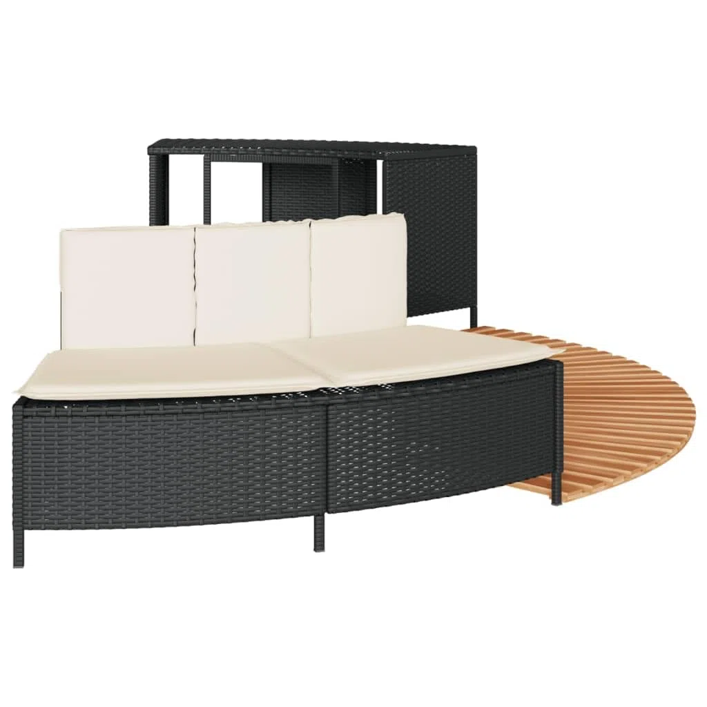 LAPOOH Borde bañera hidromasaje Madera Acacia y ratán sintético Negro, Yacuzzi Exterior Hinchable Piezas De Recambi, Borde para bañera De Hidromasaje SPA - 365614