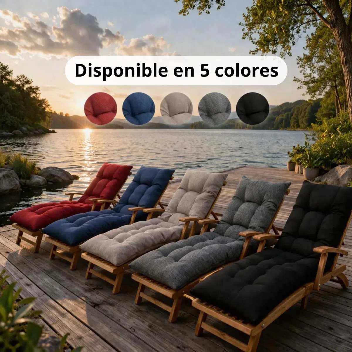 bananair – Cojín Tumbona Exterior para Silla de Jardín – Grueso, Súper Confortable y Acolchado – Fabricado en Francia – Colchoneta para Hamaca y Tumbona con Fijación Fácil (185x60x15 cm, Beige)