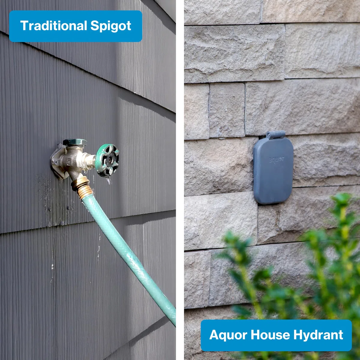 Aquor House Hydrant V2+ - Grifo de jardín para exteriores sin heladas con conexión rápida y antisifón, 8 pulgadas, polímero gris pizarra