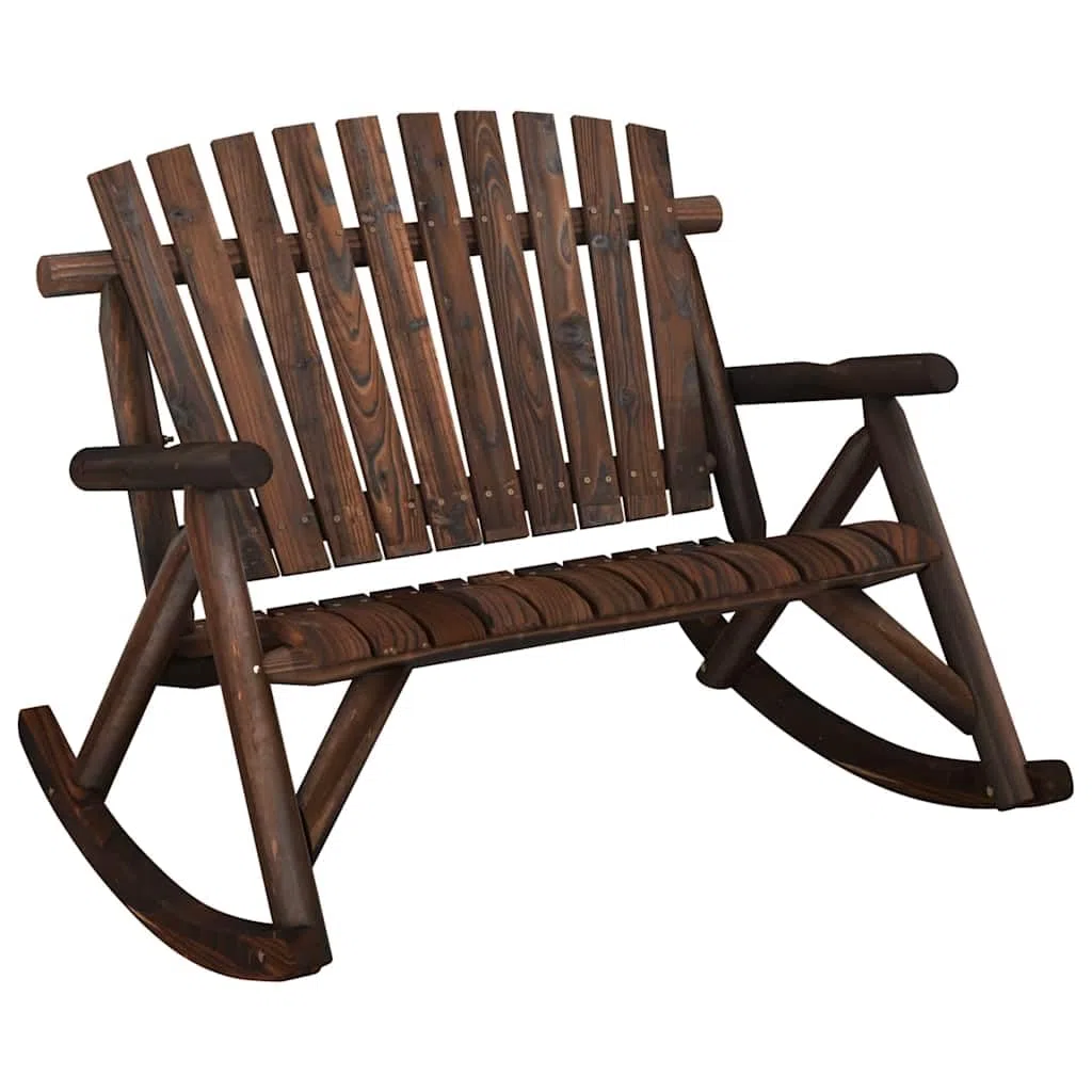 vidaXL Banco Mecedora de jardín de 2 plazas Madera Abeto 123x96x102 cm, Banco Mecedora de Madera, Banco Mecedora de Exterior, Banco Mecedora Porche