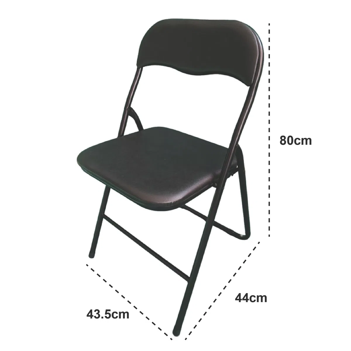 Pack 4 Sillas Plegables Negras Premium con Estructura Metálica y Asiento Acolchado en Polipiel PU. Respaldo Ergonómico de para Eventos, Oficina y Hogar. Diseño Moderno y Resistente (80x44x43,5 cm)