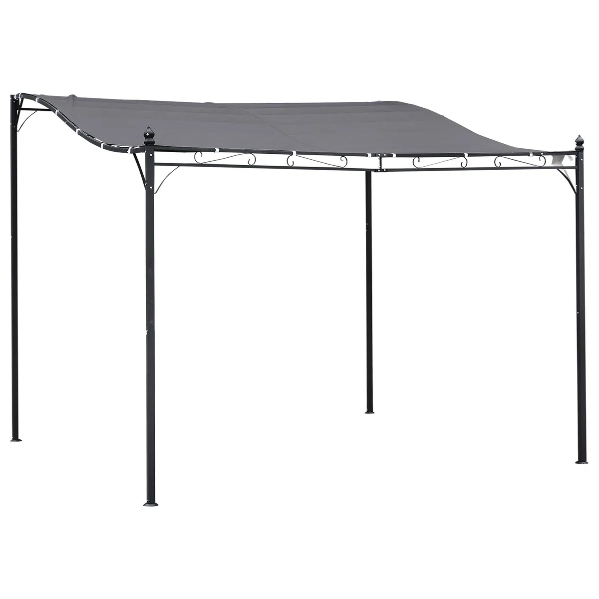 Outsunny Cenador de Jardín 3x3 m Pérgola con Toldo y 16 Orificios de Drenaje para Patio Terraza Metal y Poliéster 180 g/m² Resistente Gris