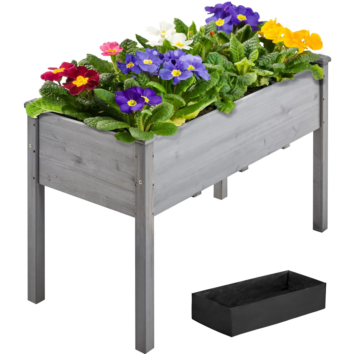 Yaheetech Jardinera Elevado de Madera Huerto Urbano Terraza Mesa de Cultivo para Cultivo Flores Verduras Hierbas 120.5x59x76.5 cm Gris