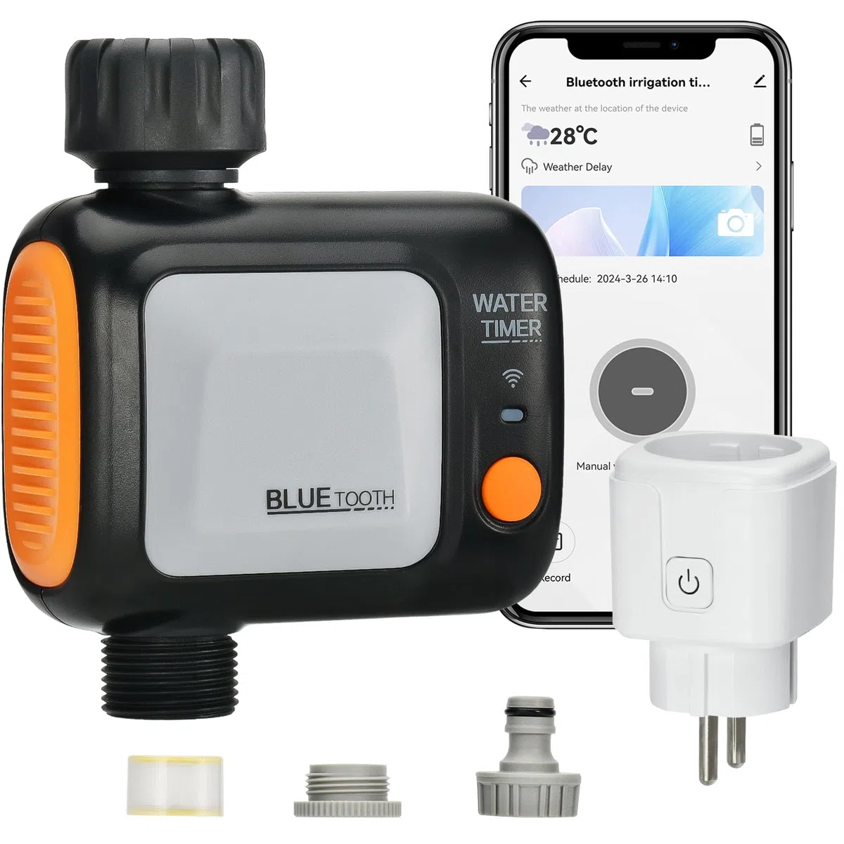 johgee Programador Riego WiFi, Temporizador Riego Automático con WiFi Hub, Temporizador Riego Automático de Controlador para Exterior y Interior con aplicación/Control por Voz