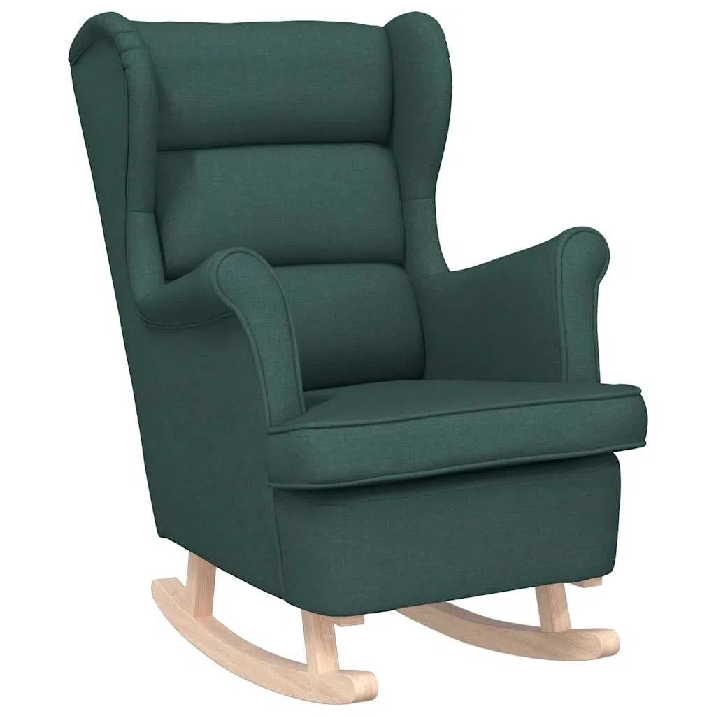 vidaXL Silla Mecedora de Tela Verde Oscuro 74x90x102 cm, Silla, sillón de salón, Silla de Relax, sillón, Asiento de salón, Mecedora, Silla de Relax