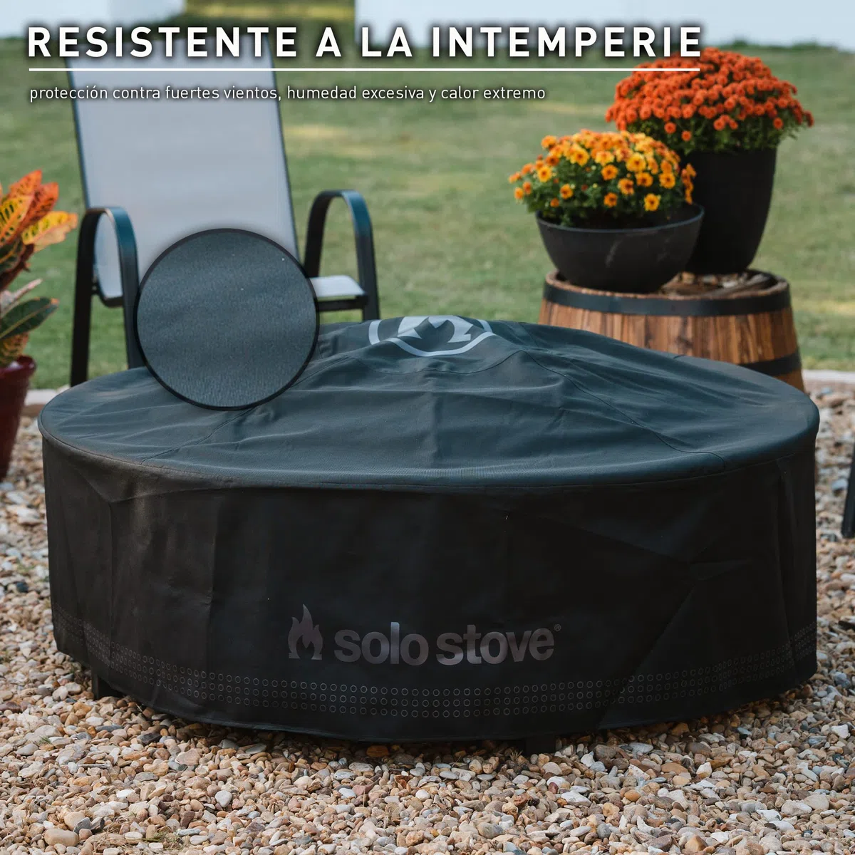 Solo Stove Cubierta para la mesa Surround, pequeña | Resistente a la intemperie, acrílico teñido en solución/revestimiento de PVC/soportes de aluminio, dimensiones: 53 x 111 cm, negro