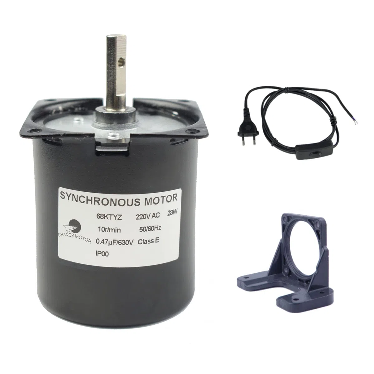 CHANCS 68KTYZ Barbacoa de motor eléctrico de alto par 220V AC 10r/min con soporte de motor y cable de extensión de potencia