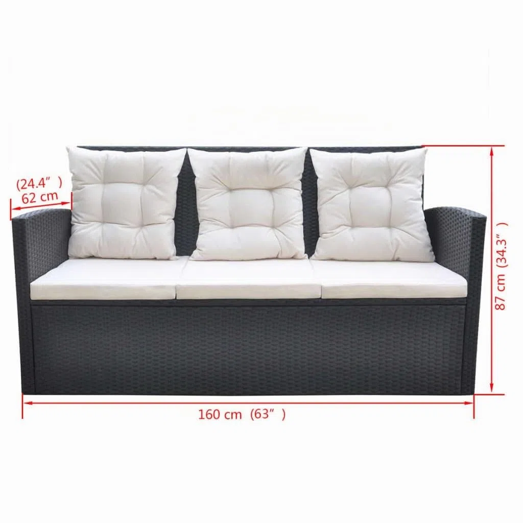 vidaXL Juego de Comedor de Jardín Ratán Sintético Negro Muebles Patio Exterior