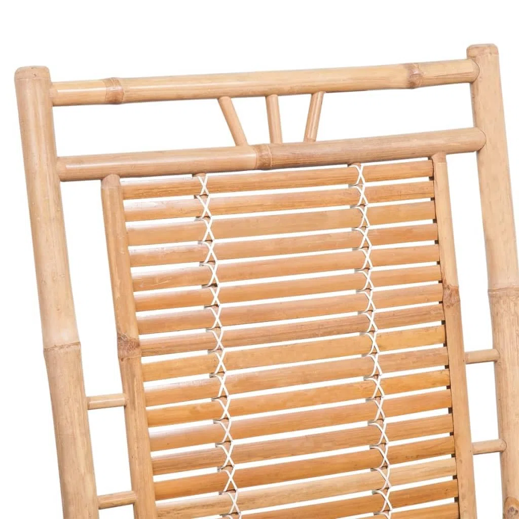 vidaXL Silla Mecedora de Jardín de Bambú Asiento Balancín Patio Terraza Porche