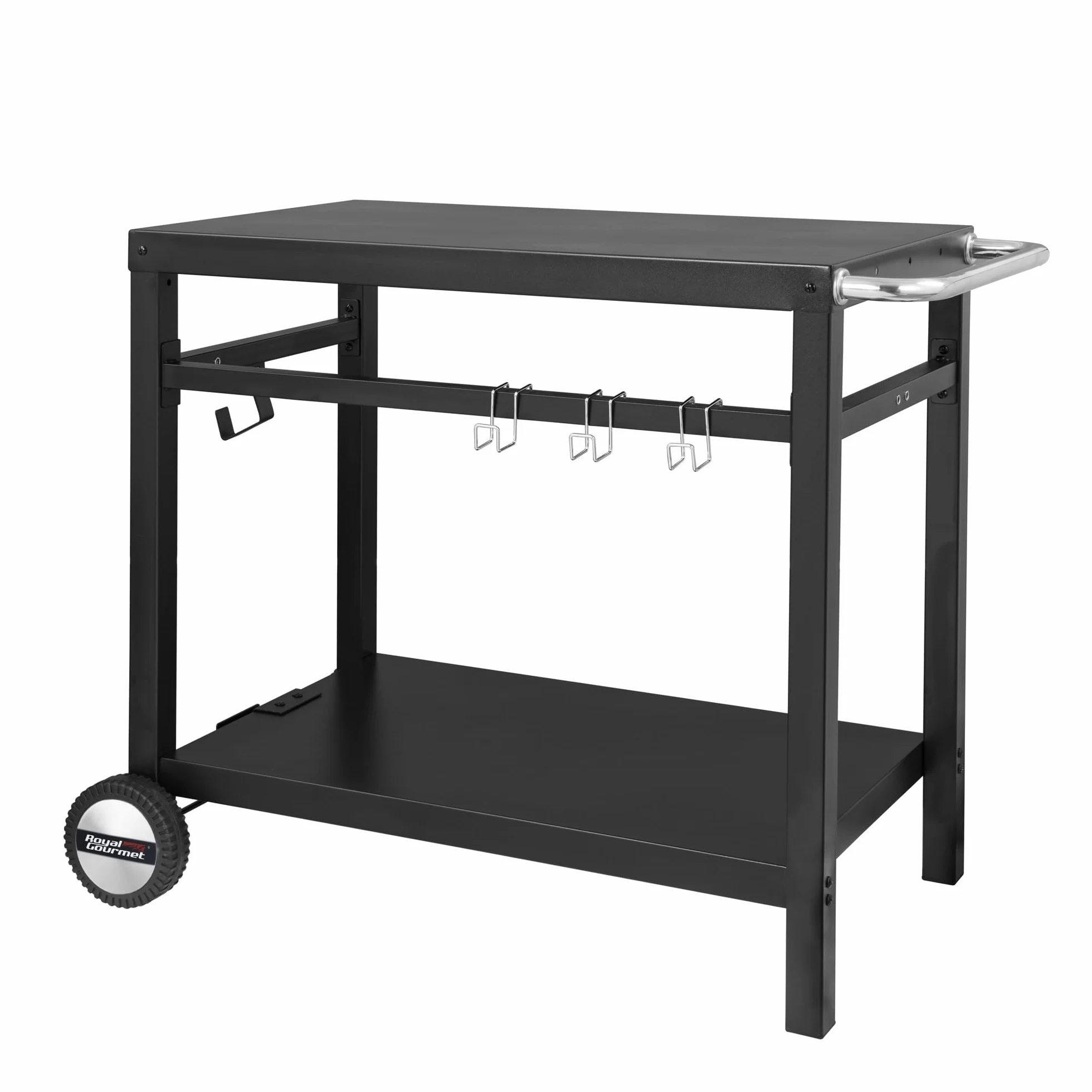 Royal Gourmet - Carro para Barbacoa de Metal con Gran Superficie de Trabajo, Apto para postres de jardín, Horno de Pizza, 100,5 x 59 x 81 cm, Color Negro