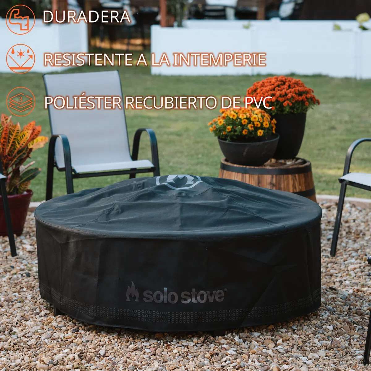 Solo Stove Cubierta para la mesa Surround, pequeña | Resistente a la intemperie, acrílico teñido en solución/revestimiento de PVC/soportes de aluminio, dimensiones: 53 x 111 cm, negro