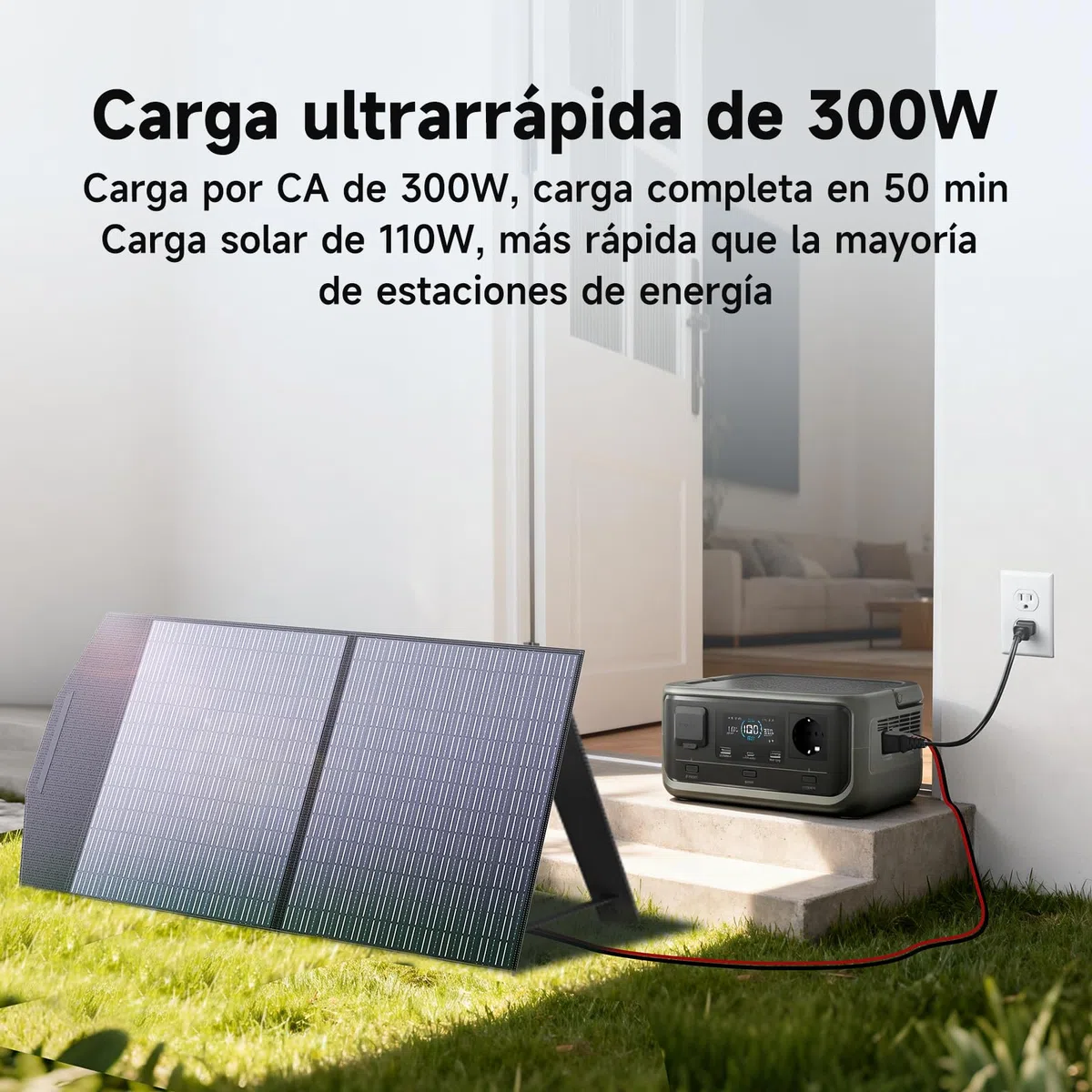 ALLPOWERS VOLIX P300 Estación de Energía Portátil 300W(600W pico) con UPS,Batería LiFePO4 256Wh,Carga Rápida PD 100W,Carga Rápida 80% en 1h,MPPT 110W Máx.Ideal para Casa,Camping y Autocaravanas