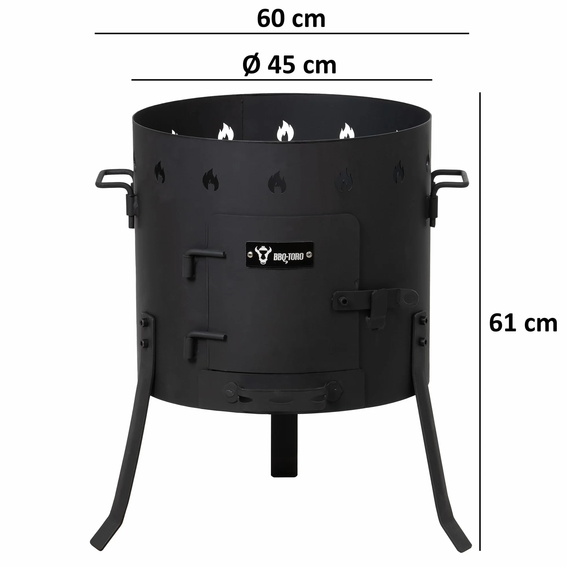 BBQ-Toro Kazan Olla de Hierro Fundido 19 Litros con Estufa Kazan Ø 45 cm | Olla de Hierro Fundido XXL con Tapa | Hervidor de Goulash, Estufa de Exterior | Estufa de Leña, Uchag, Uchak | Camping
