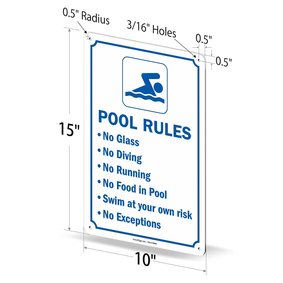 SmartSign Letrero con texto en inglés "Swimming Pool Rules" (25,4 x 38,1 cm)