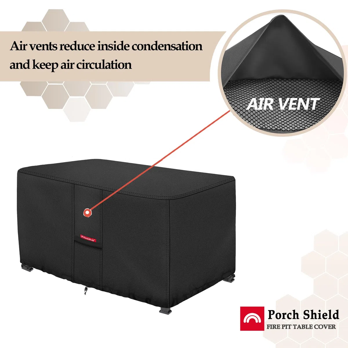 Porch Shield Cubierta para hoguera de patio, impermeable, 600D, rectangular, para exteriores, 122 x 71 cm, color negro