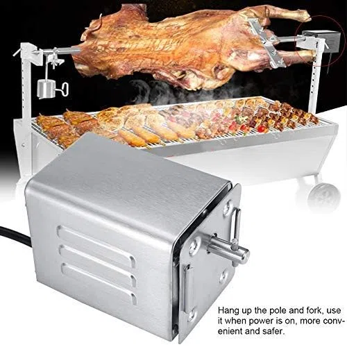 Longzhuo Motor eléctrico BBQ Rotissore para espiga parrilla, acero inoxidable, 50-70 kg (enchufe UE 220 V)
