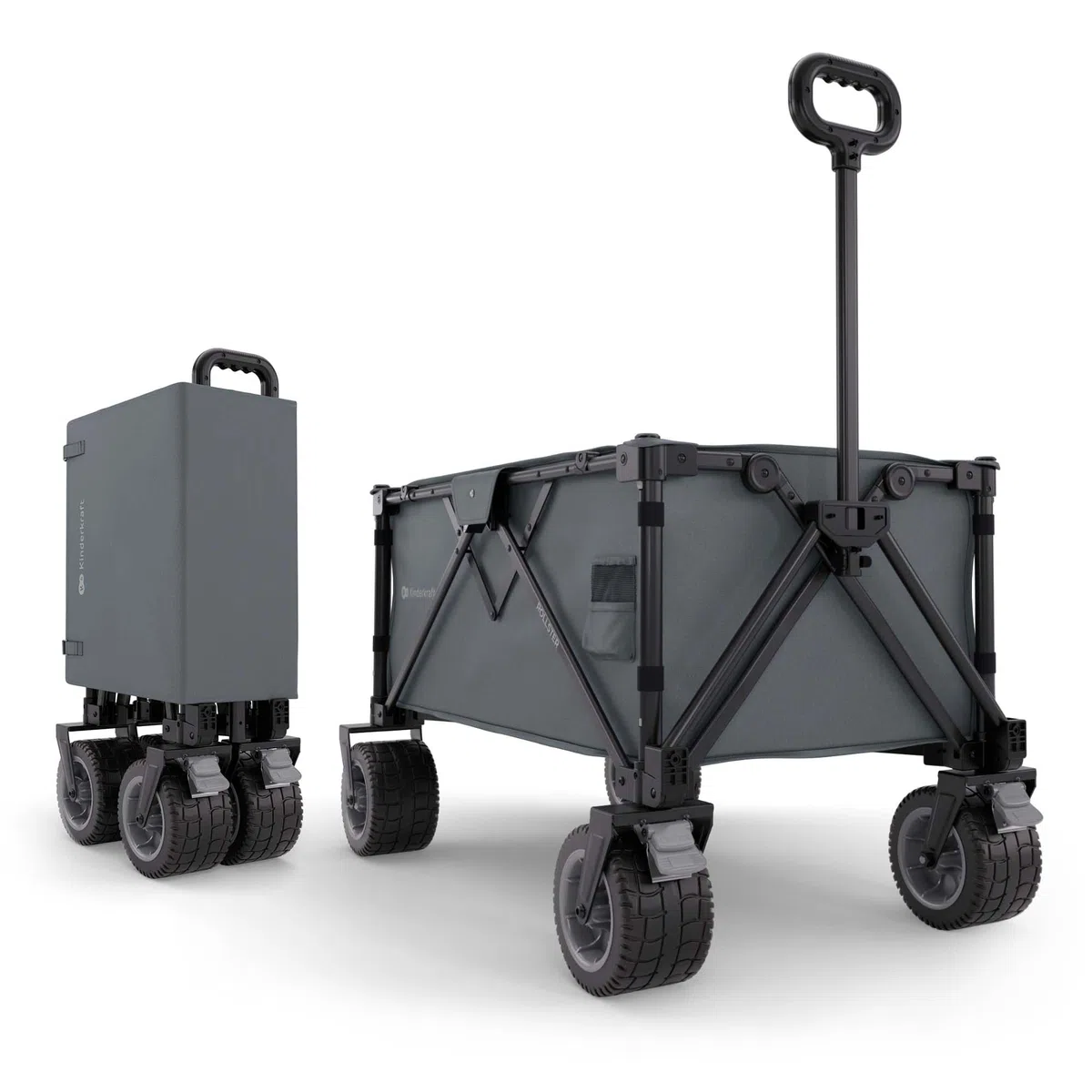 Kinderkraft ROLLSTER, Carro de Transporte Plegable, Capacidad de 130 litros, Capacidad de Carga de 100 kg, Peso Ligero de 10,3 kg, Gris