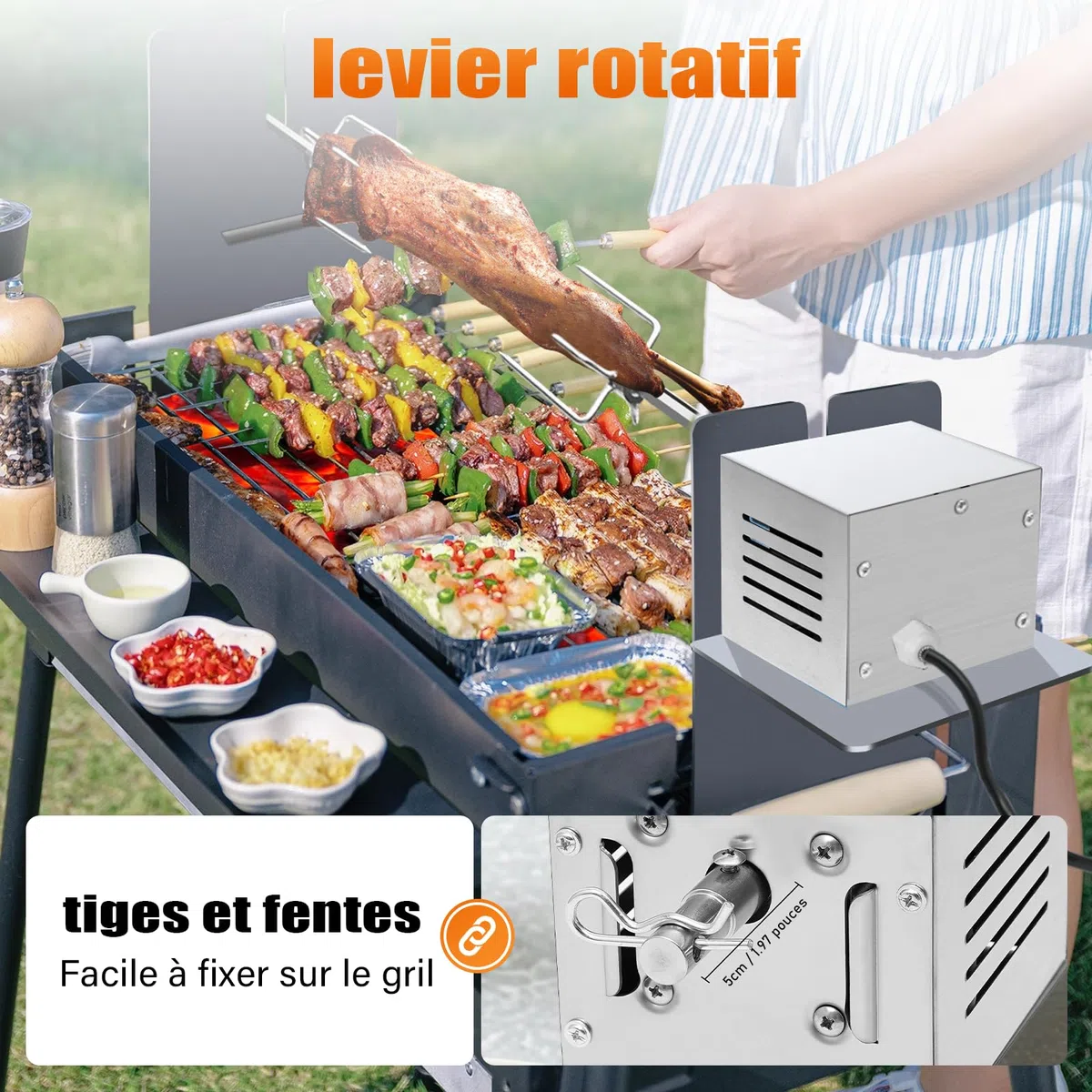 Motor de Barbacoa, Motor giratorio para barbacoa de acero inoxidable, 80-100 kg, motor eléctrico para cenas familiares, barbacoa al aire libre
