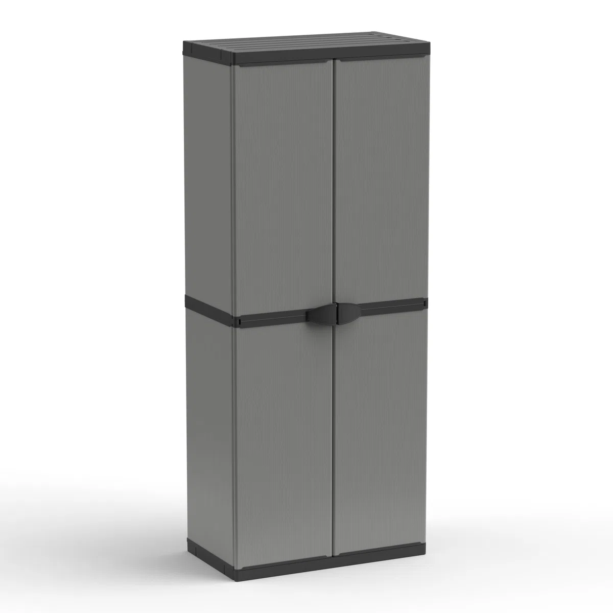 Adventa: Armario portaescobas de Resina de PVC y PP, 2 Puertas, fácil de Montar, Modular System, Resistente, Apto para ambientes Interiores y Exteriores, 68 x 40 x 165 cm