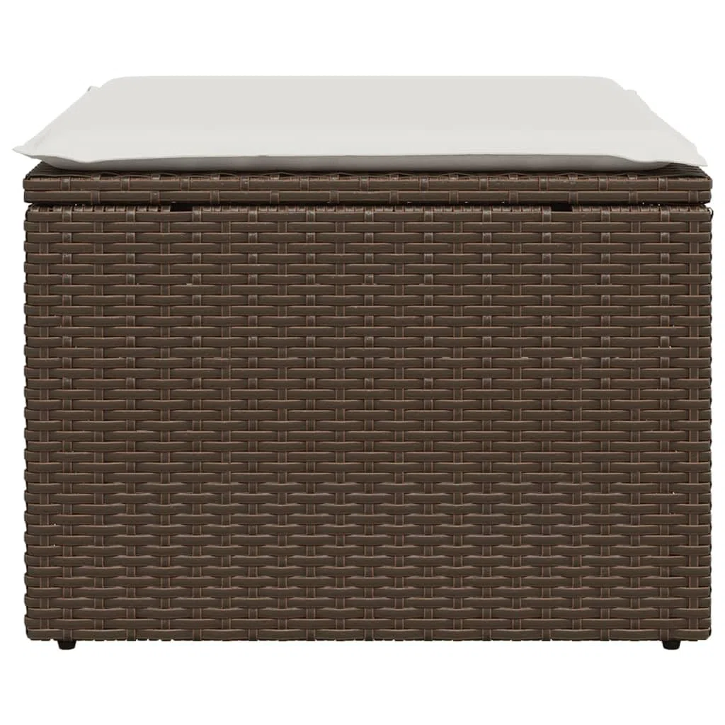 Genérico Taburete de jardín con cojín ratán sintético marrón 55x55x37 cm,Mobiliario,Muebles de jardín,Otomanas de Exterior,Marrón,7 kg,366206