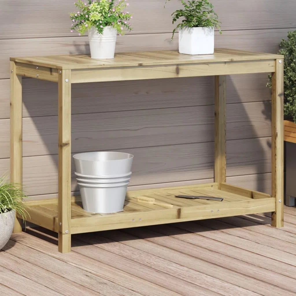 vidaXL Mesa plantación con Estante Madera Pino impregnada 108x50x75 cm