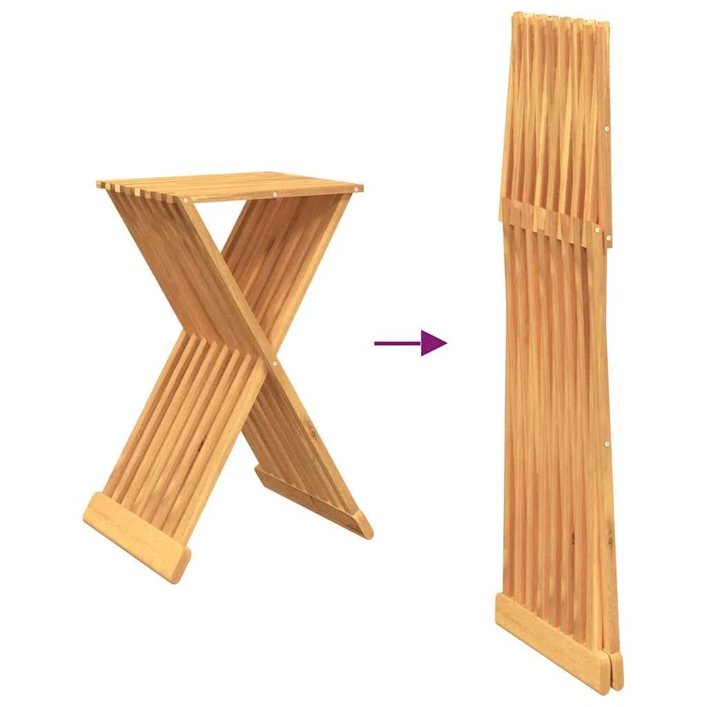 vidaXL Taburete Plegable Madera Maciza de Teca 40x32,5x70 cm