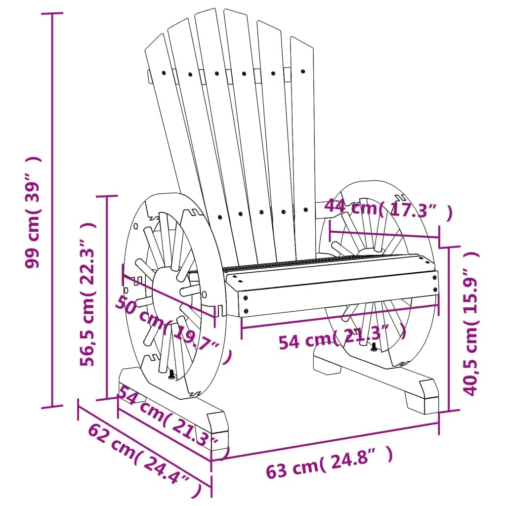 vidaXL Sillón de Jardín Adirondack, Tumbona con Respaldo Reposabrazos, Silla de Picnic, Mueble para Patio Terraza, Madera Maciza de Abeto