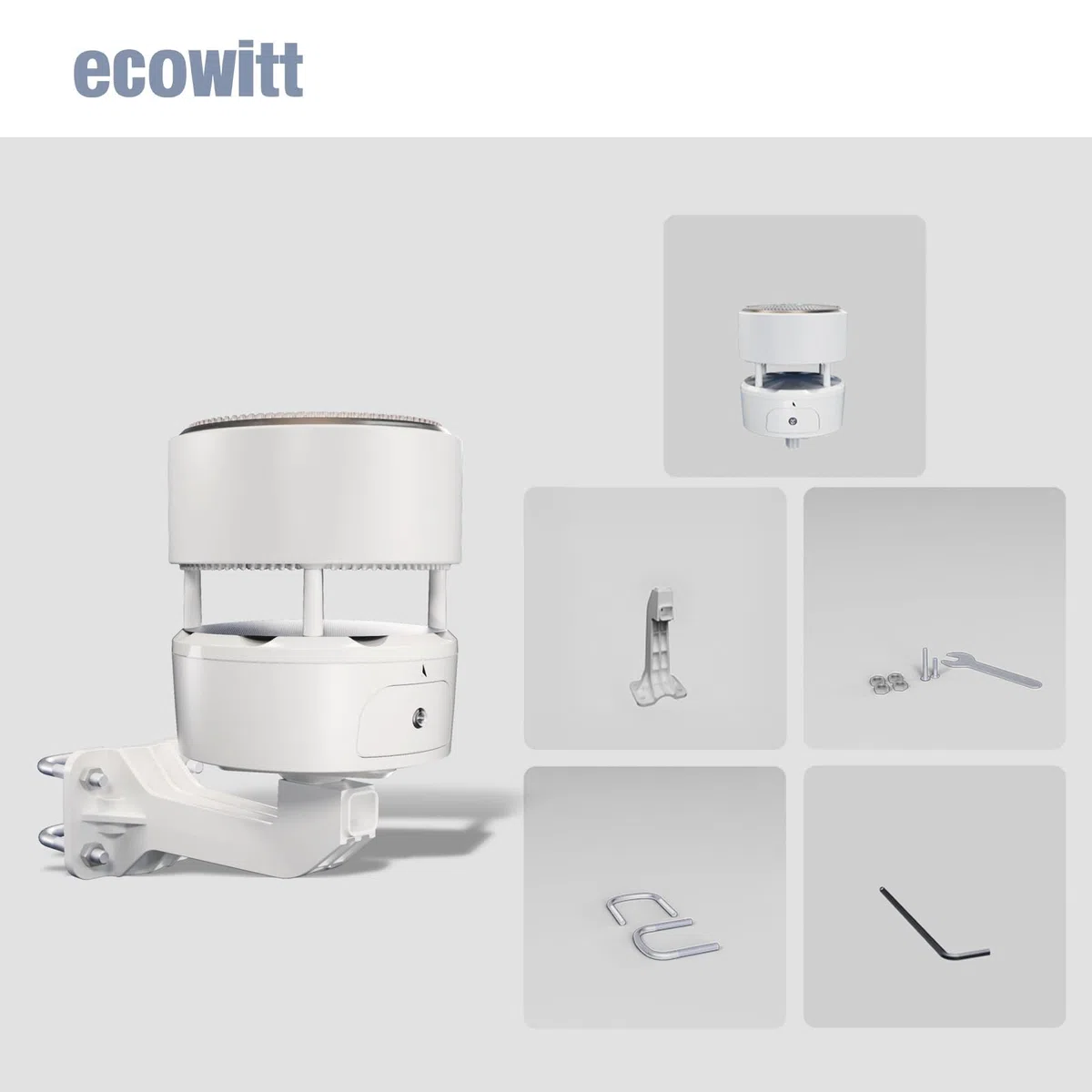 ECOWITT WS85 Sensor meteo para estaciones/consola WS3800/WS3900/HP2560, unidad jardín al aire libre con panel solar, medidor lluvia, sensores