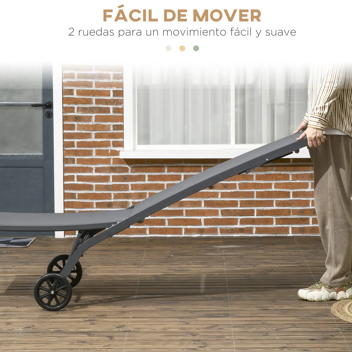 Outsunny Pack de 2 Tumbonas de Jardín Exterior Tumbonas Reclinables de Aluminio con Respaldo Ajustable de 5 Niveles y Ruedas para Playa Piscina 165x66x102 cm Gris Oscuro