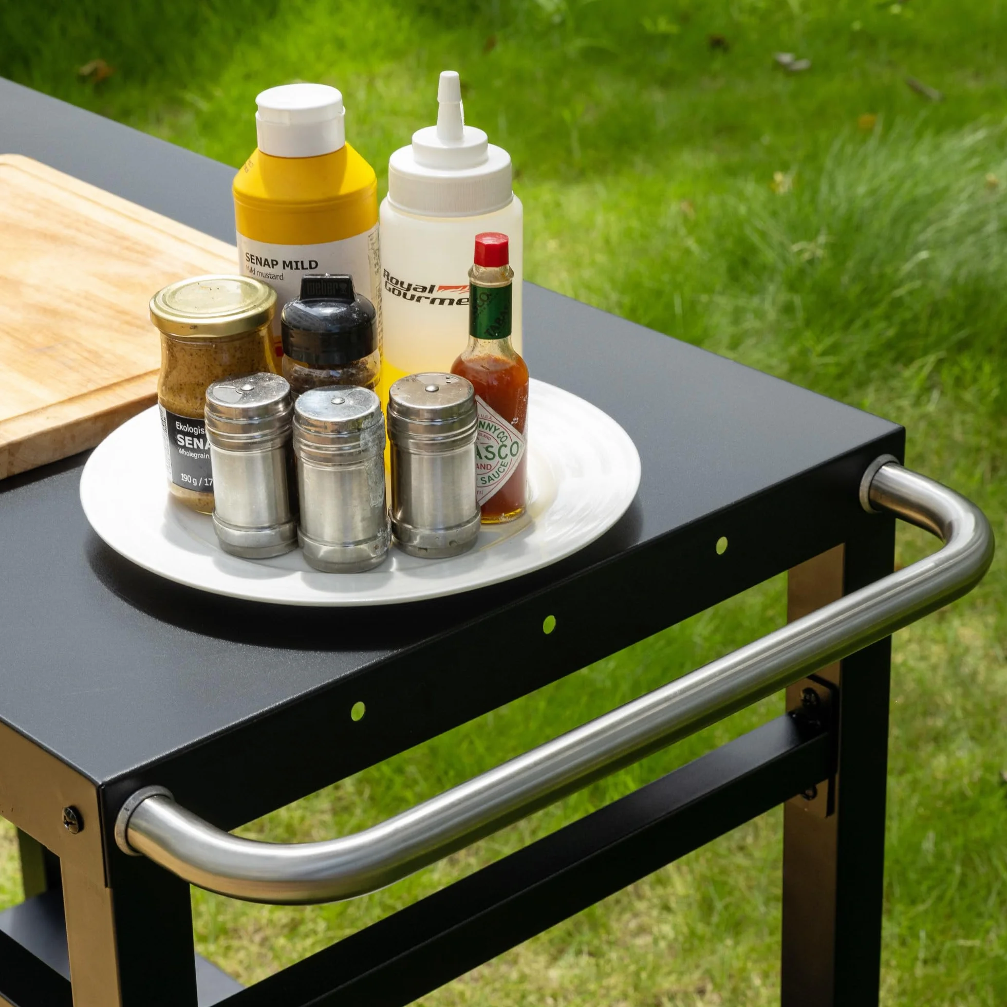 Royal Gourmet - Carro para Barbacoa de Metal con Gran Superficie de Trabajo, Apto para postres de jardín, Horno de Pizza, 100,5 x 59 x 81 cm, Color Negro