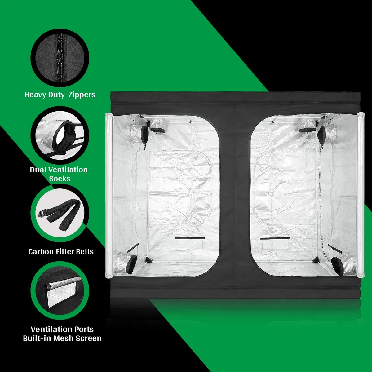 GA - Tienda de cultivo hidropónico reflectante de Mylar de 240 x 120 x 200 cm con bandeja impermeable para cultivo de plantas de interior, tienda de invernadero de 4 x 8 pulgadas, 240 x 120 x 200 cm