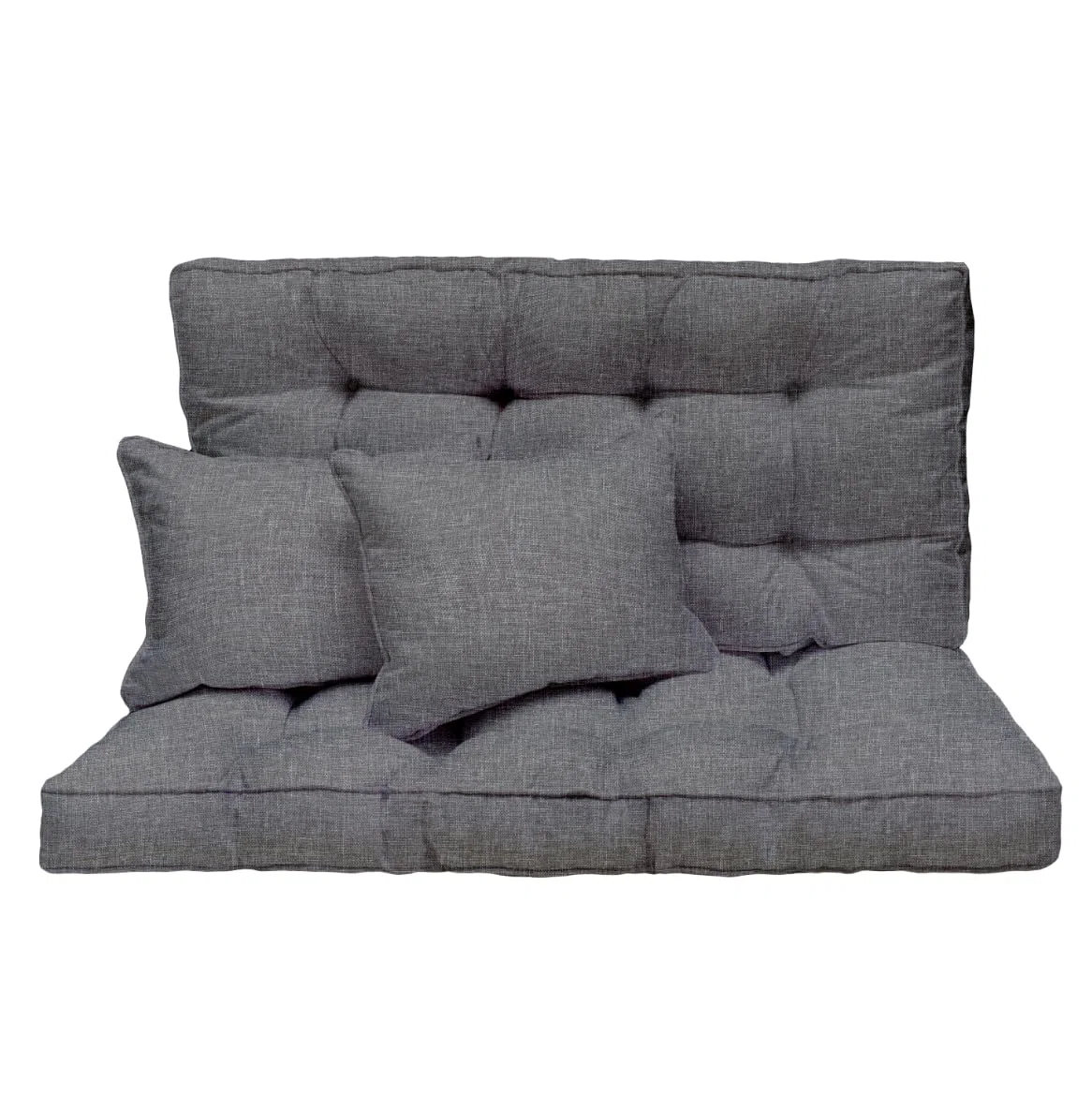 Cojín columpio de jardín 120x50x10 cm - Set de 2 plazas: colchón de asiento y respaldo para columpio con toldo – Outdoor - para sofá y banco de jardín, palé europeo, tumbona – Color: Gris Len [133]