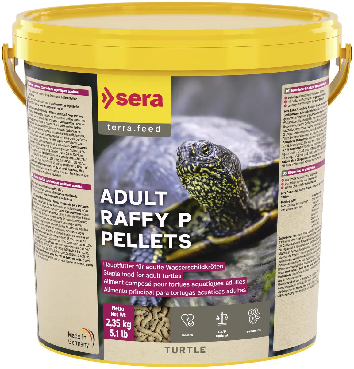 sera Turtle Adult Raffy P Pellets 10L (2,35kg) | Comida para Tortugas de Agua carnívoras Adultas | Comida Tortuga | Pellets Ricos en proteínas | Alimento para Tortugas de Agua