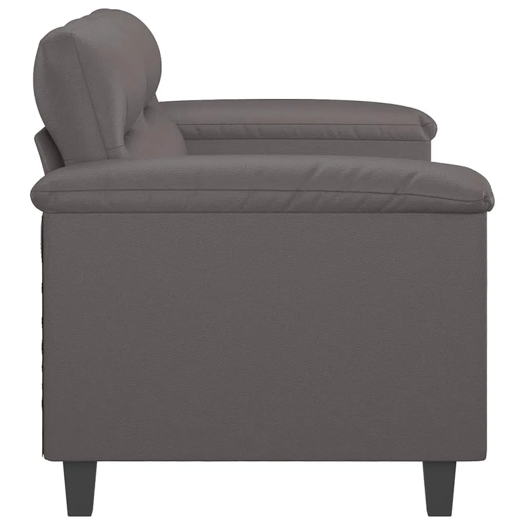 vidaXL Sofá de 2 Plazas, Sofá con Reposabrazos Respaldo, Sofá Biplaza Tapizado, Mueble Asiento para Salón Dormitorio, Cuero Sintético Gris