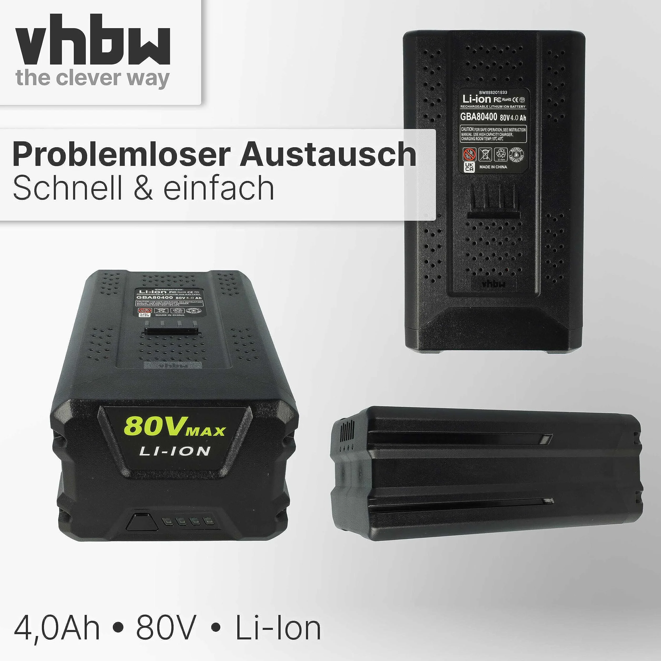 vhbw 1x Batería Compatible con Stiga Combi 43 Ae, Combi 48 Ae, Combi 43 S Ae, Multiclip 47 S Ae, Combi 50 S Ae 4000mAh 80V Li-Ion