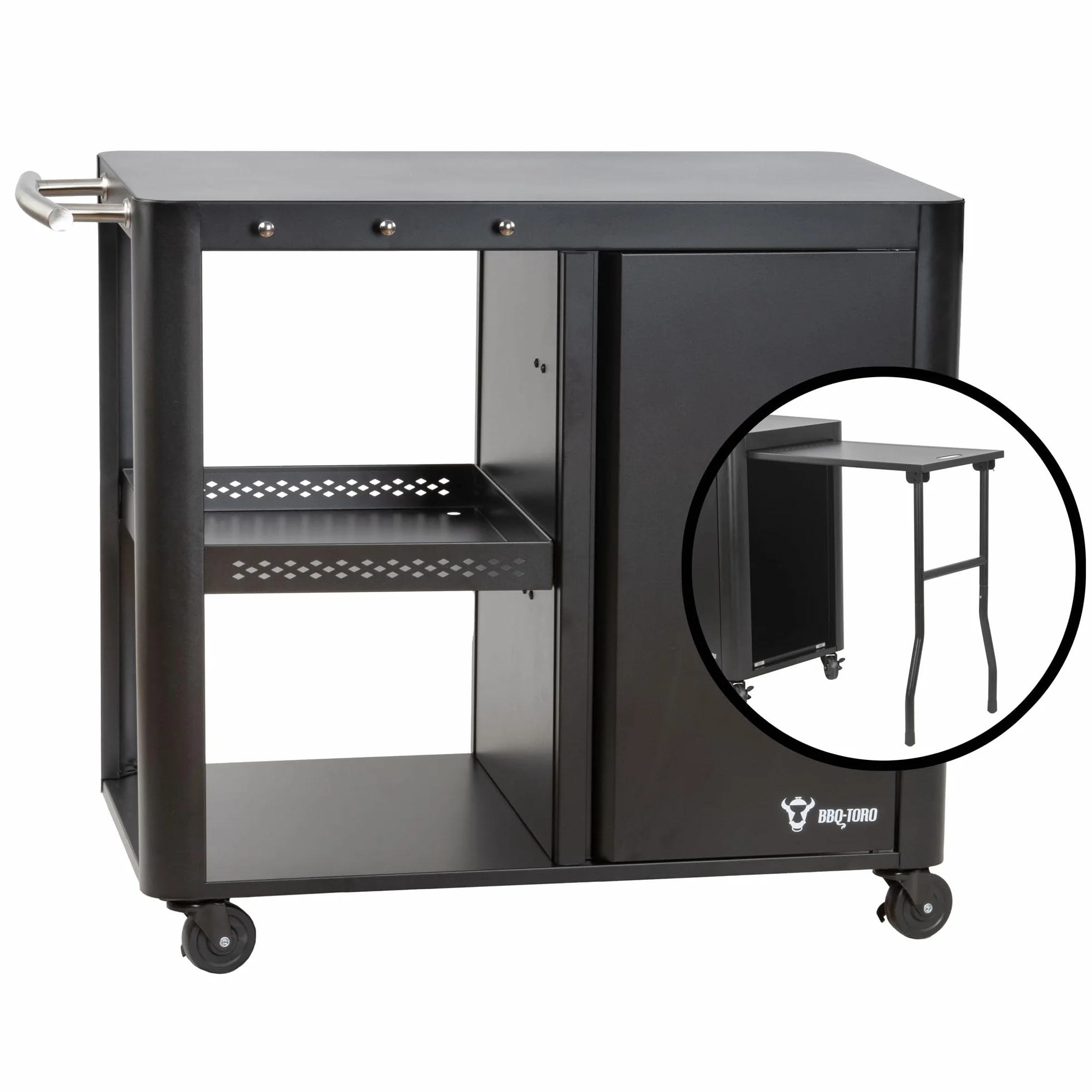 BBQ-Toro Mesa de Barbacoa con Gran Superficie de Trabajo 95 x 50 x 80 cm | Color Negro | Mesa Auxiliar para Barbacoa | Carrito de Barbacoa, Terraza, Jardín | Mesa de Barbacoa Exterior