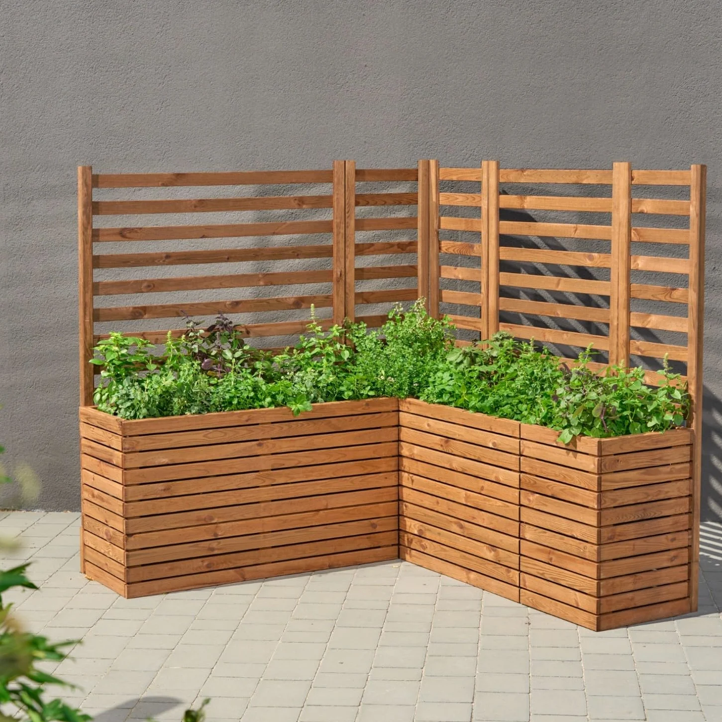 Jardinera para Interior y Exterior - En Madera con Inserto de plástico - 18 l - Macetero Cuadrado para balcón o terraza (67 x 36 cm x 55)