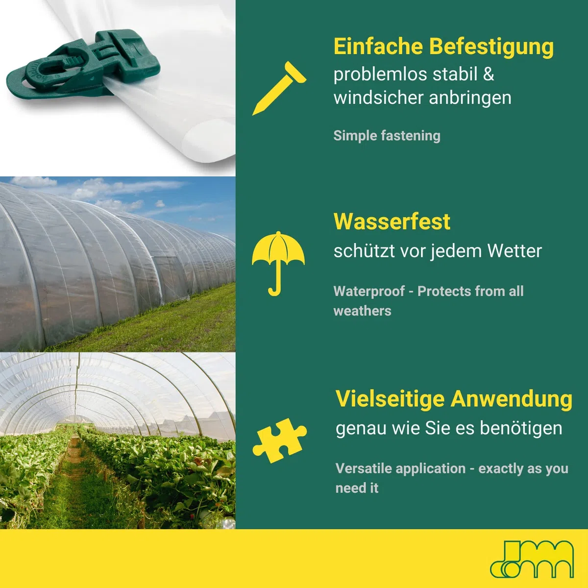 AGRI plus Lámina de invernadero con cinta de reparación, 8 x 5 m, diferentes tamaños, grosor de 0,200 mm, resistente a la rotura y a los rayos UV durante 5 años.