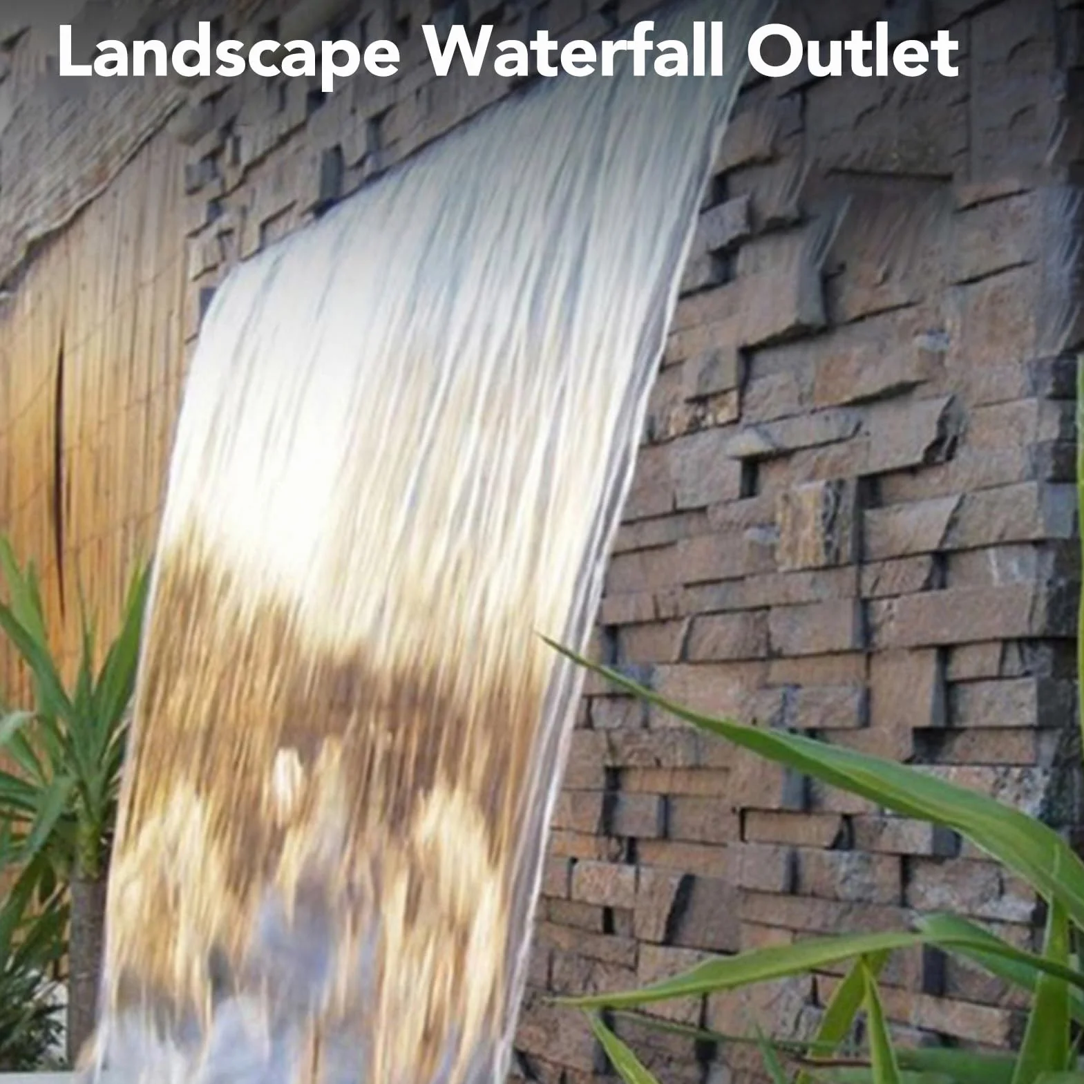 Aliviadero de Fuente de Cascada, Salida de Cascada Decorativa de Acero Inoxidable 304, Cascada para Patio, Jardín, Villa, Piscina (400MM)
