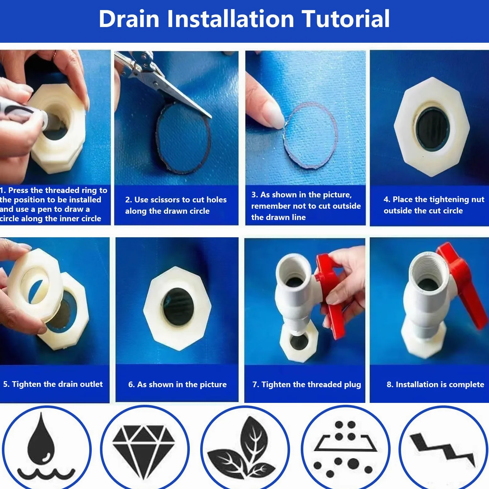 Estanque Grande para Piscina de Acuario, Estanque de Peces de Lona de PVC, Tanque de Almacenamiento de Agua Plegable,con Soporte de Metal para una fácil instalación, para Cría De Koi Agrícola