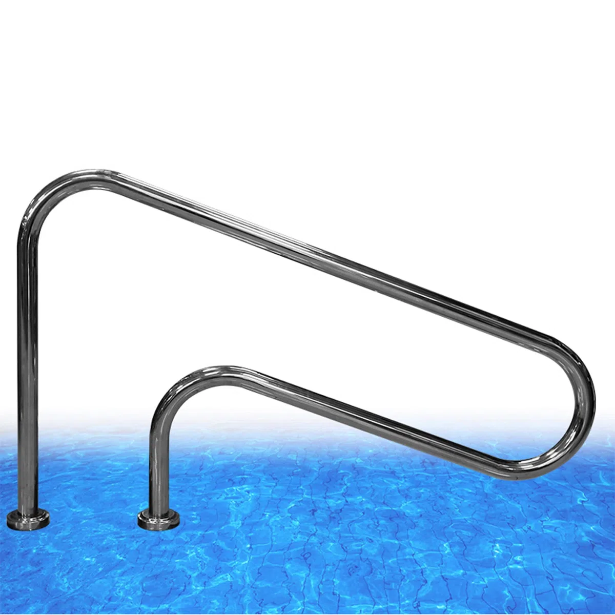 Pasamanos de Piscina, barandillas de Escalera de Piscina de Acero Inoxidable, manijas Curvas de SPA, adecuadas para escalones Interiores y Exteriores, sin incrustar, 1PCS / Plateado/ 124cm
