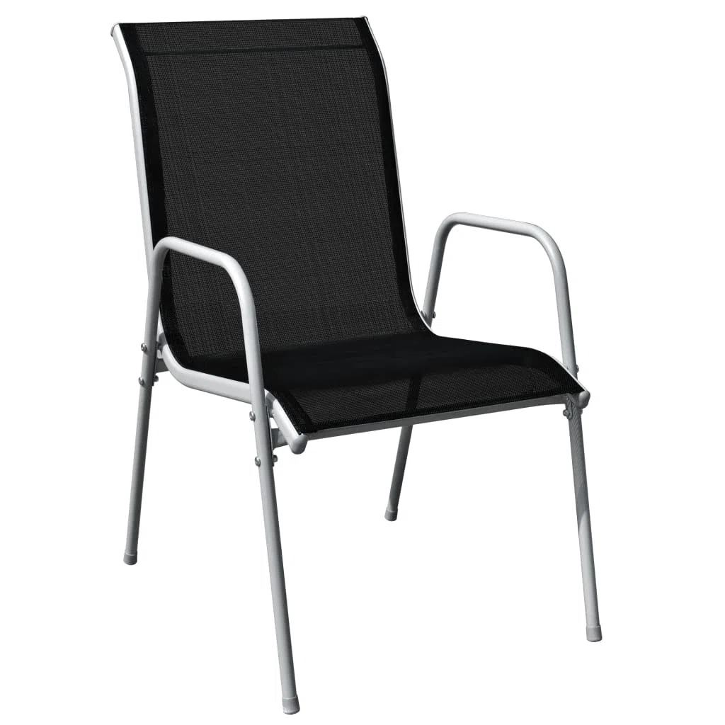 Juego de 4 sillas de jardín con mesa de metal y mesa de metal para 4 personas, mesa de jardín con 4 sillas de jardín, resistente a la intemperie, de acero, color negro
