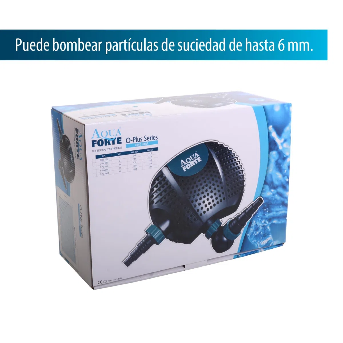 AquaForte O-5000 Plus, 40 vatios, caudal 5 m3/hora, altura 3,5 metros, longitud del cable 10 metros, para cursos de agua, cascadas, fuentes, filtros