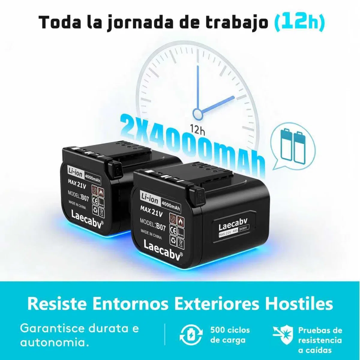 Laecabv Tijeras de Podar Eléctricas Profesionales LA40Pro, 40mm Corte Progresivo, 2x4.0Ah Baterías (12h), 2 Años de Garantía para el Cuerpo, Conector de Cintura y Pantalla LCD para Olivos y Viña