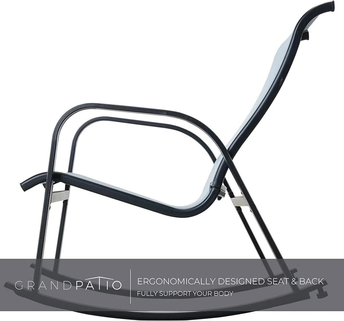 Grand patio Textilene Mecedora, Mecedor de Patio, Resistente a la Intemperie, Ligero, Sillón Relax para Interior, Exterior(Azul, 3PC)