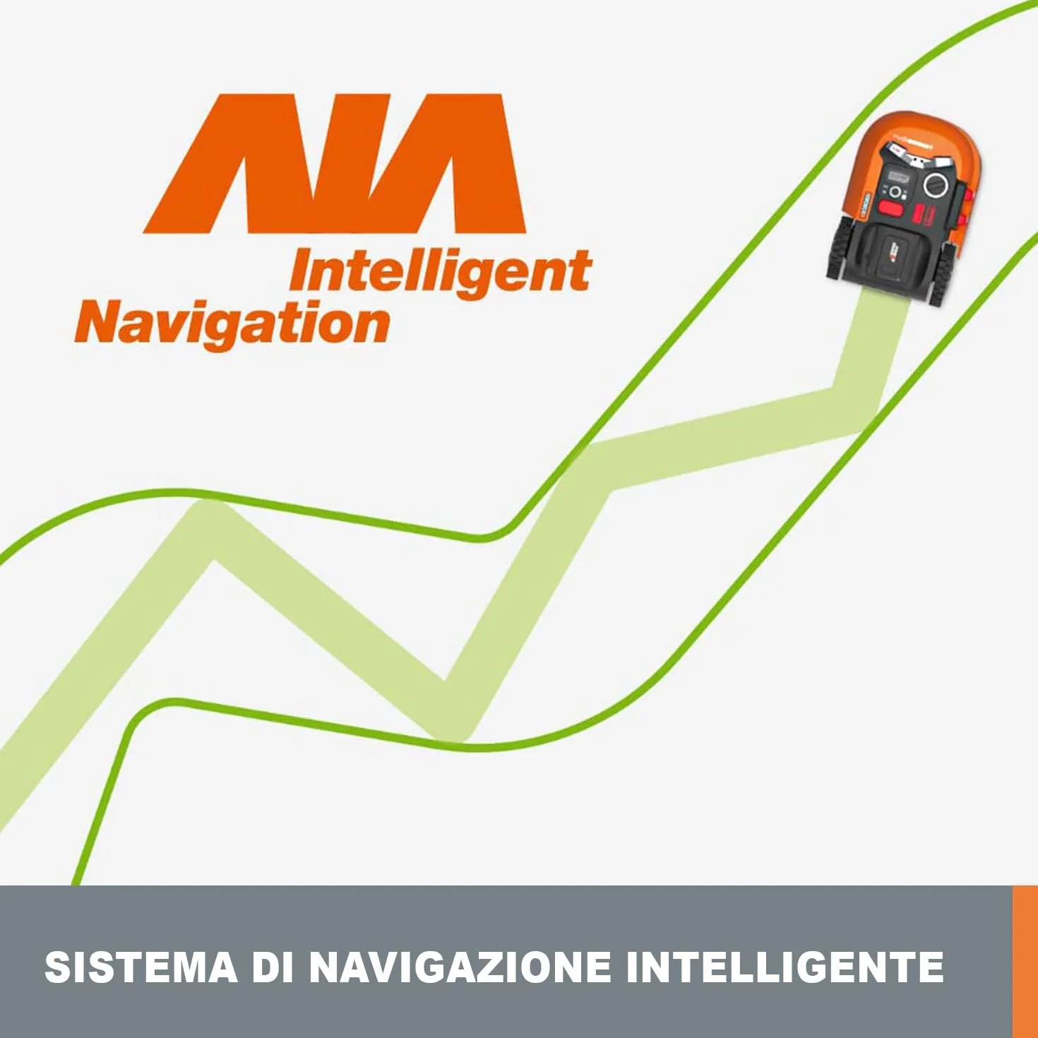WORX WR169E Robot cortacésped con Cable delimitador de hasta 300 m², Navegación AIA, Control de Aplicaciones, Wi-Fi, Naranja-Negro